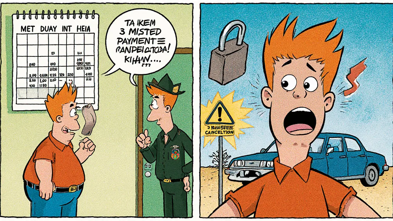 Должник платит по графику — справа — последствия пропущенного платежа