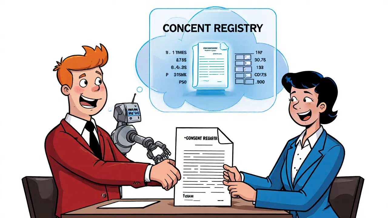 Подписанное согласие загружается в цифровой реестр с отображением логов.