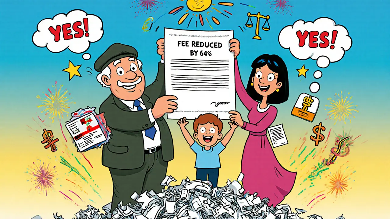 Семья празднует снижение сбора на фоне разорванных квитанций и рублевых фейерверков.