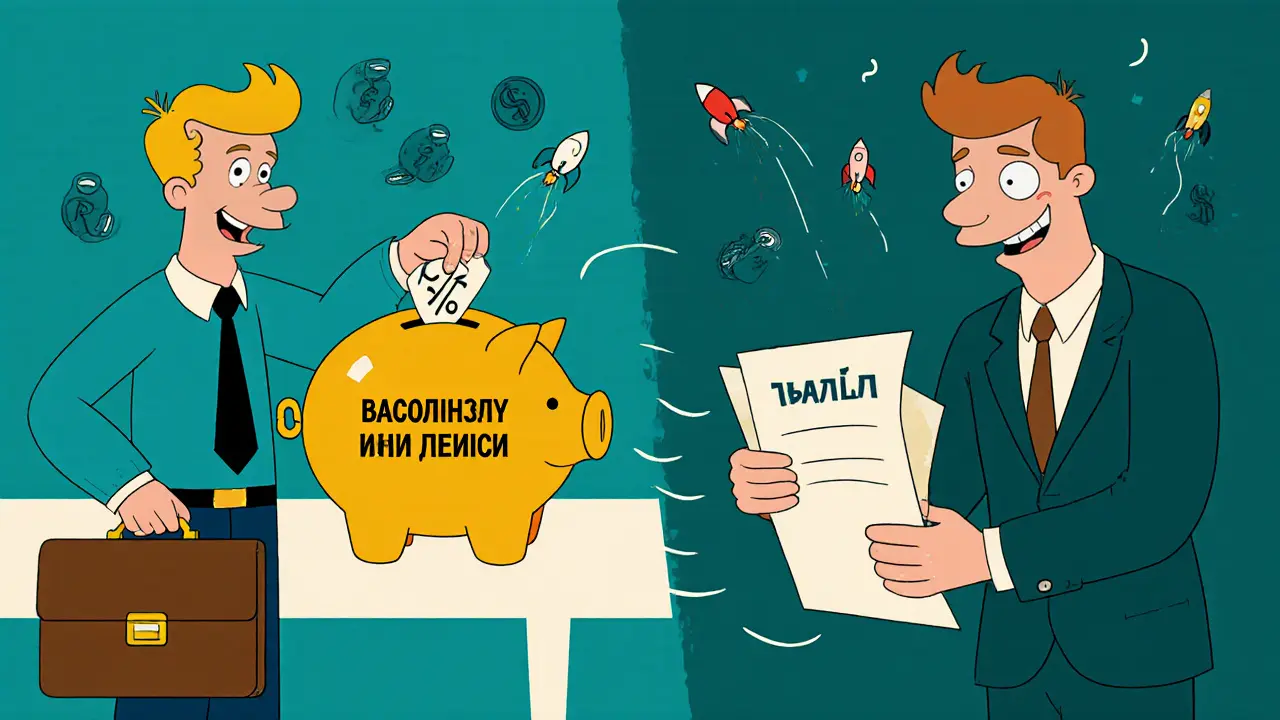 Работник в 1990-х откладывает деньги в копилку, а в 2025 получает ежемесячную выплату.