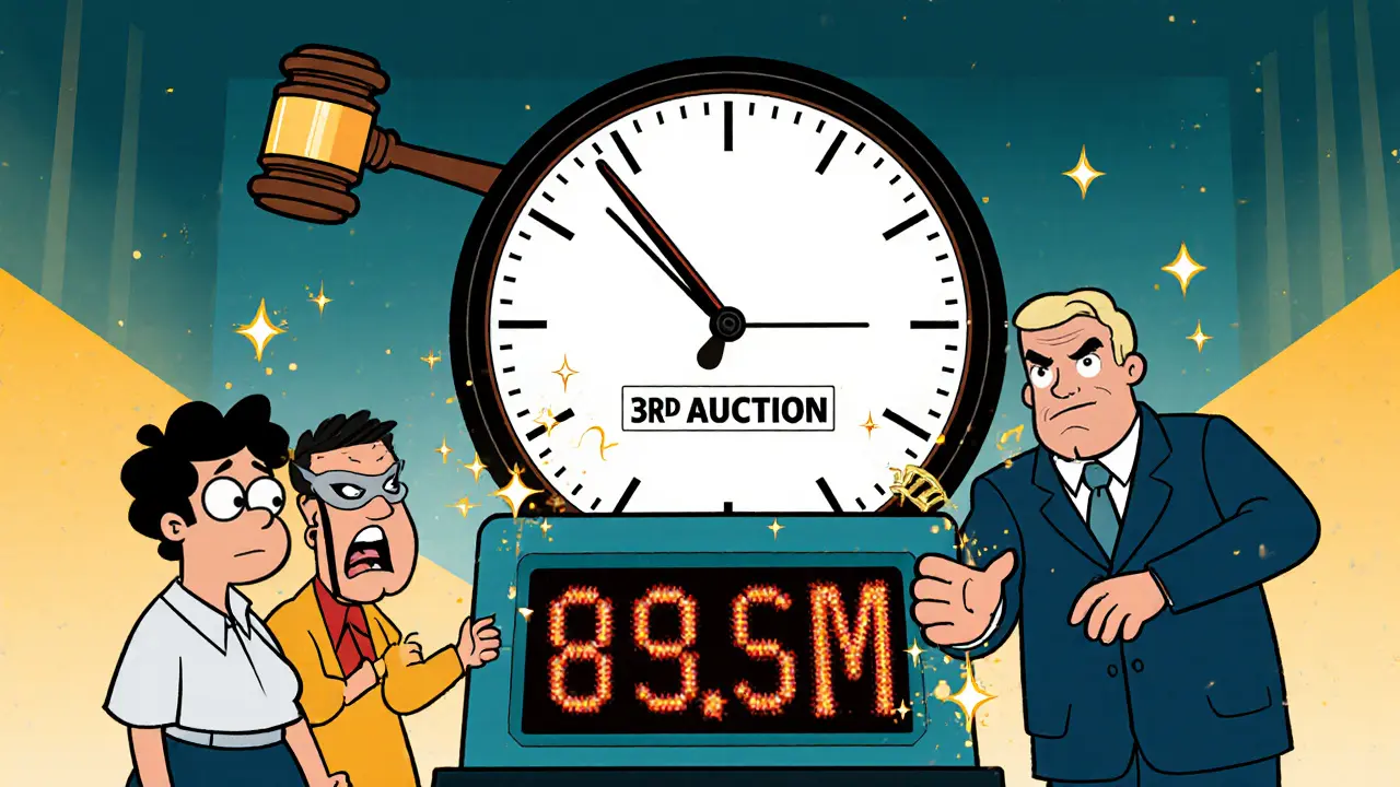 Электронные торги с падающей ценой и тремя участниками, один из которых в маске.