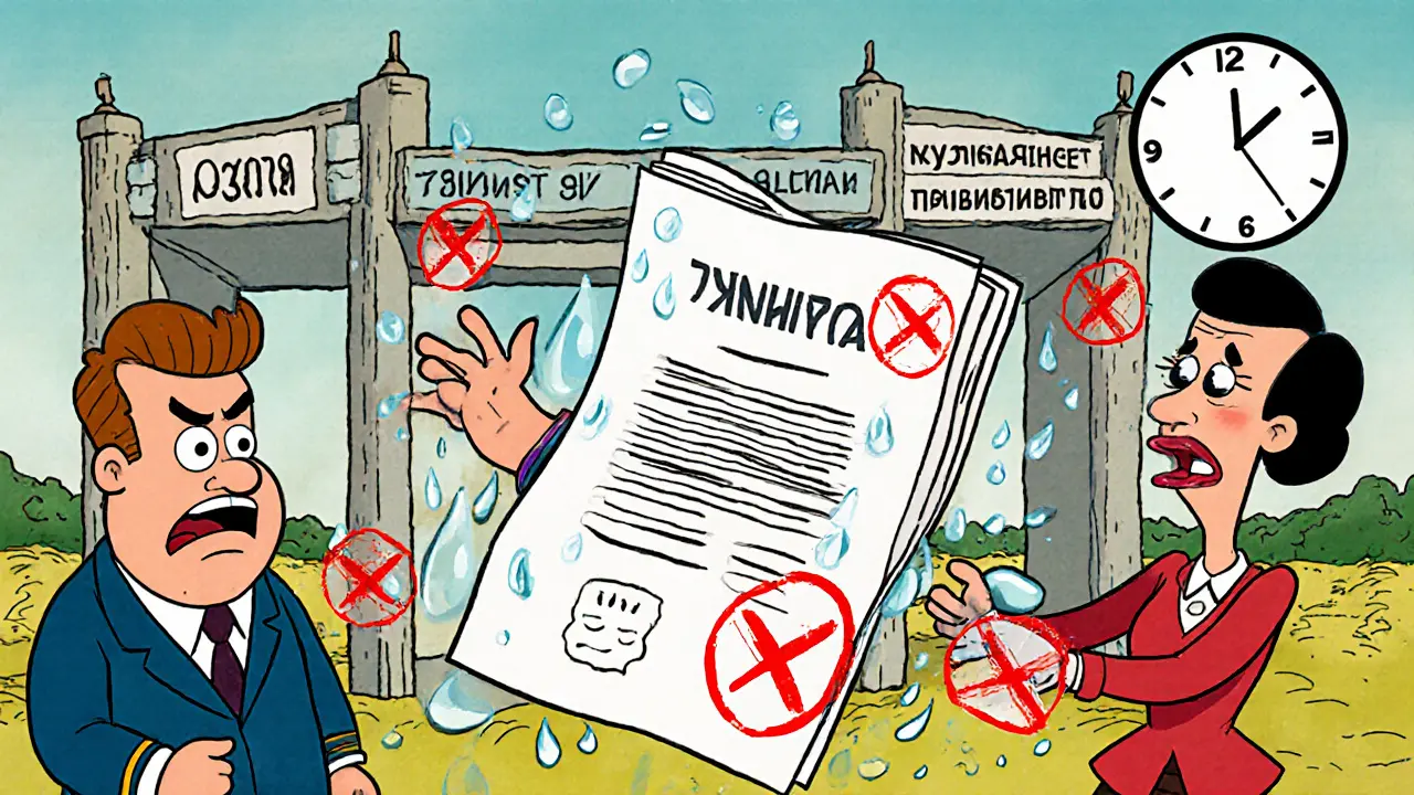 Документ летит через бюрократические ворота в Китай, с отметками &#039;68 дней&#039; и грустными чиновниками.