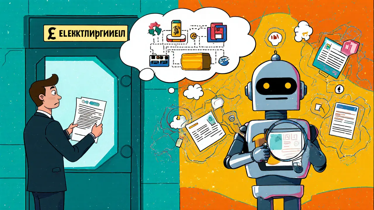 Бизнесмен отправляет документы в электронный кабинет ФАС, пока ИИ анализирует скрытые связи между компаниями.