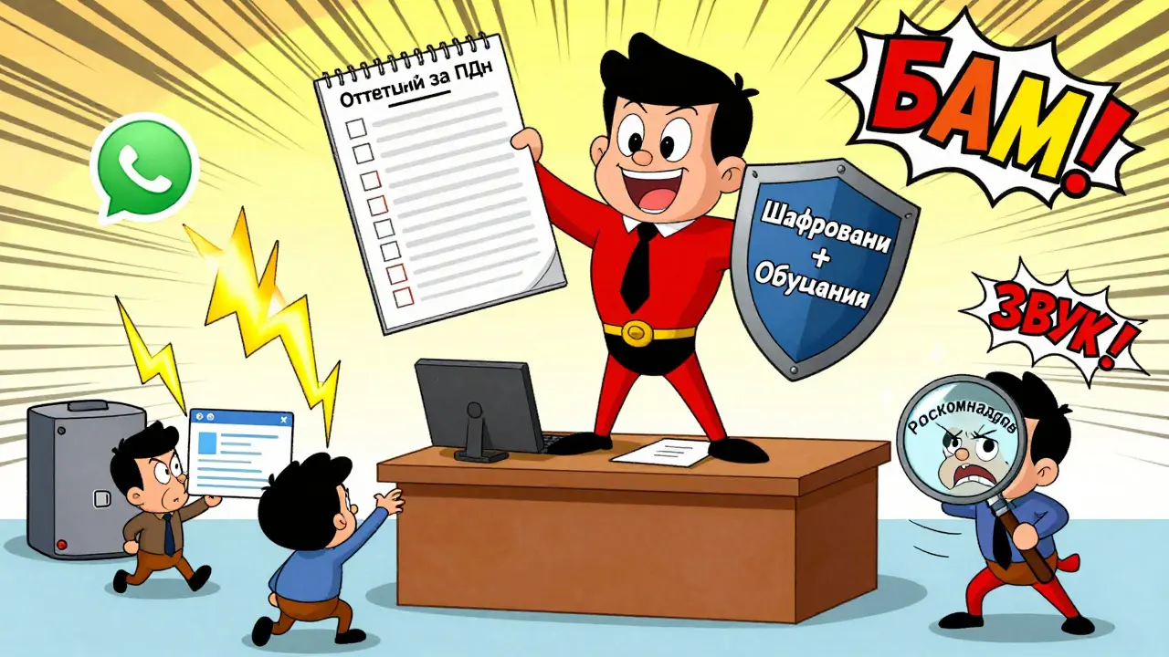 Ответственный за ПДн защищает офис от нарушений с помощью шифрования и обучения.