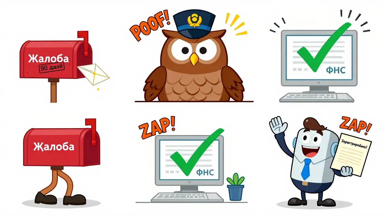 Три этапа обжалования отказа ФНС: подача жалобы, проверка вышестоящим органом и успешная регистрация.