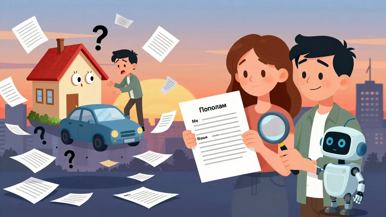 Два сценария: одна пара ссорится из-за имущества, другая спокойно подписывает договор с четкими разделами.