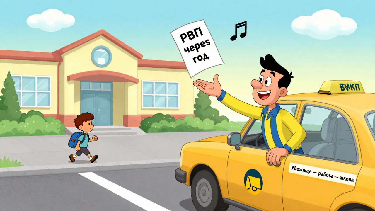 Мужчина с убежищем работает водителем, а его сын идет в школу.