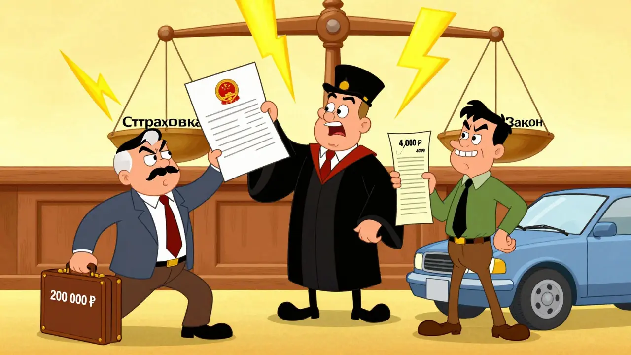 Судья рассматривает заключение независимого эксперта, страховая компания проигрывает в суде.