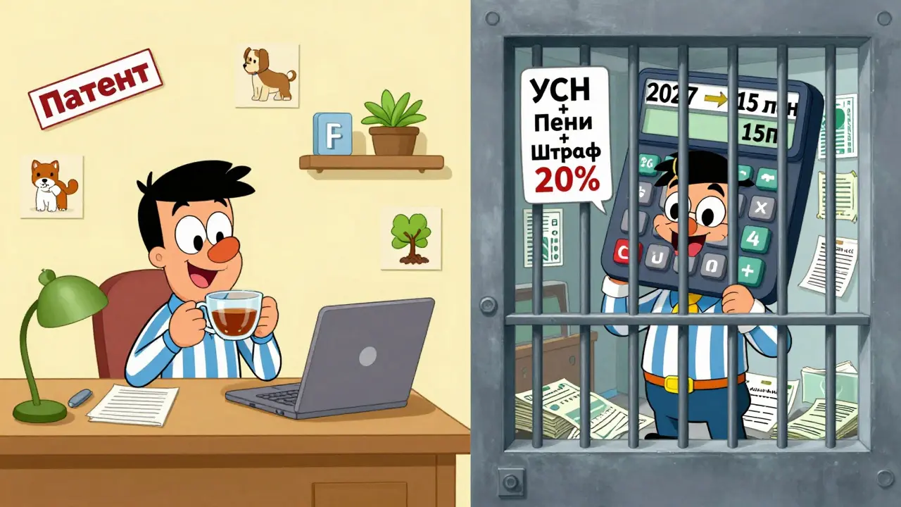 Два сценария: счастливый ИП с патентом и тот же ИП в тюремной камере из налоговых квитанций.