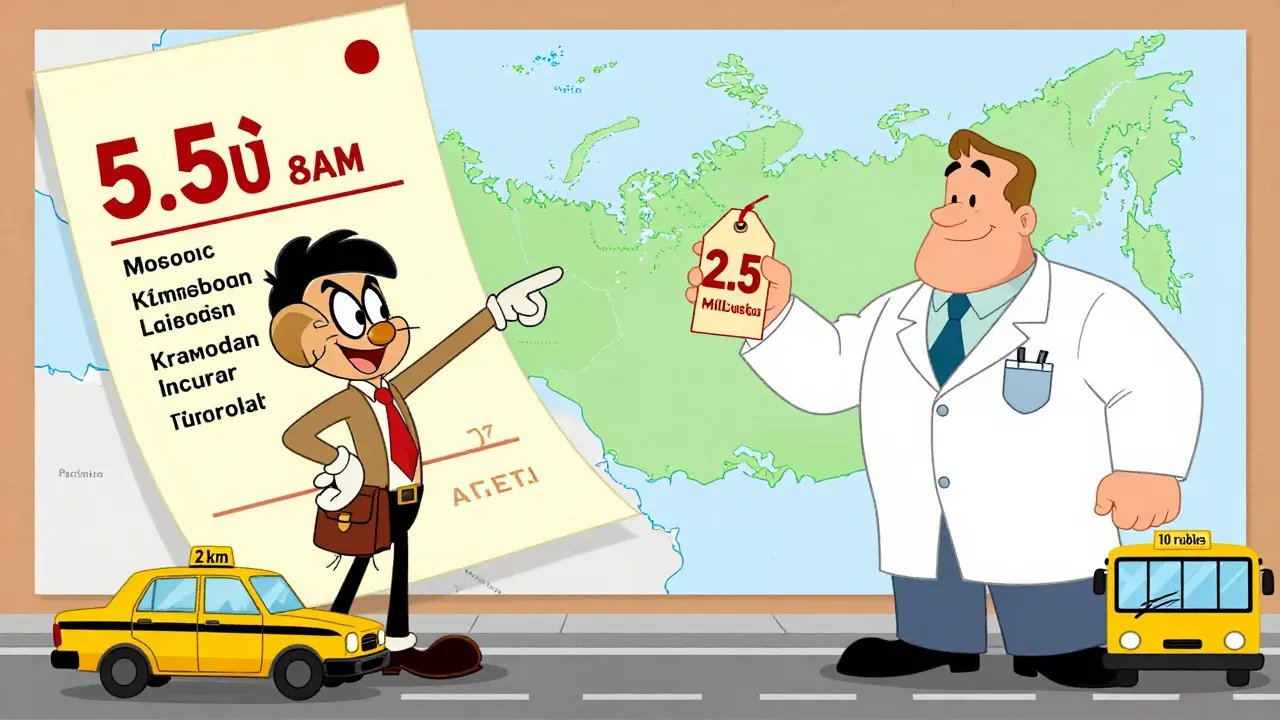 Клиент указывает на огромный счет, эксперт показывает реальную рыночную цену, на фоне карты России с разными ценами.