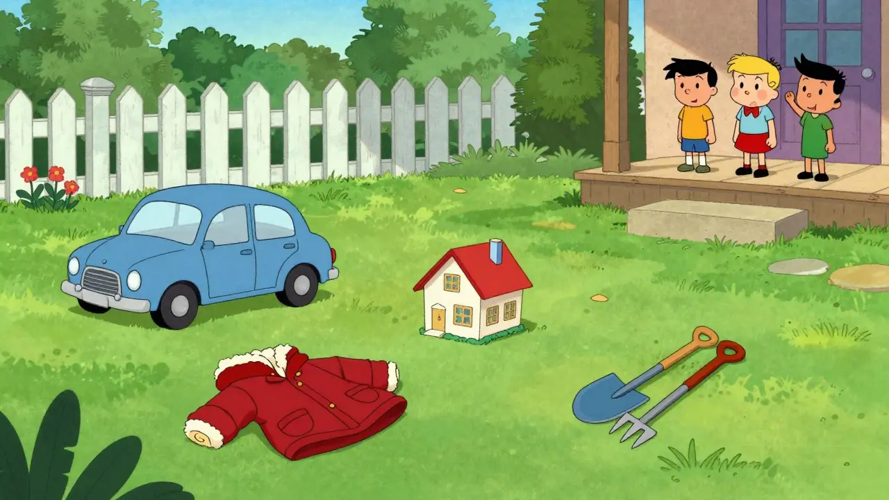 Разделение общих вещей от личных предметов во дворе