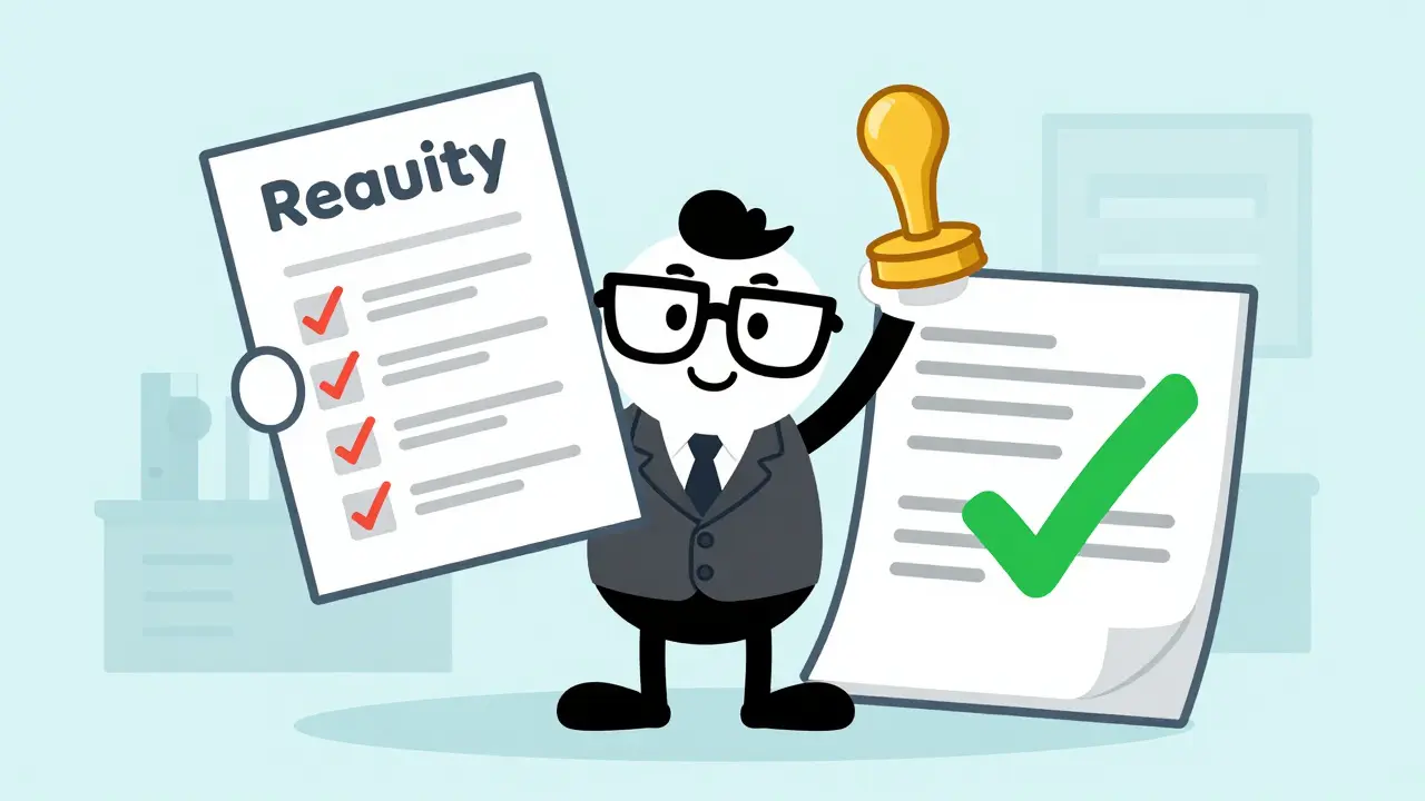 Довольный бухгалтер с огромным чек-листом и одобренным договором