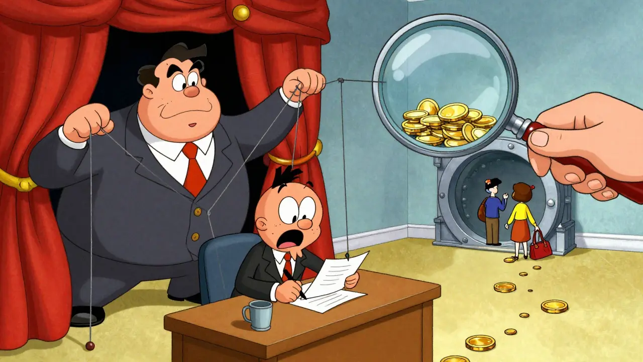 Скрытый бенефициар управляет директором как марионеткой, выводя деньги из компании