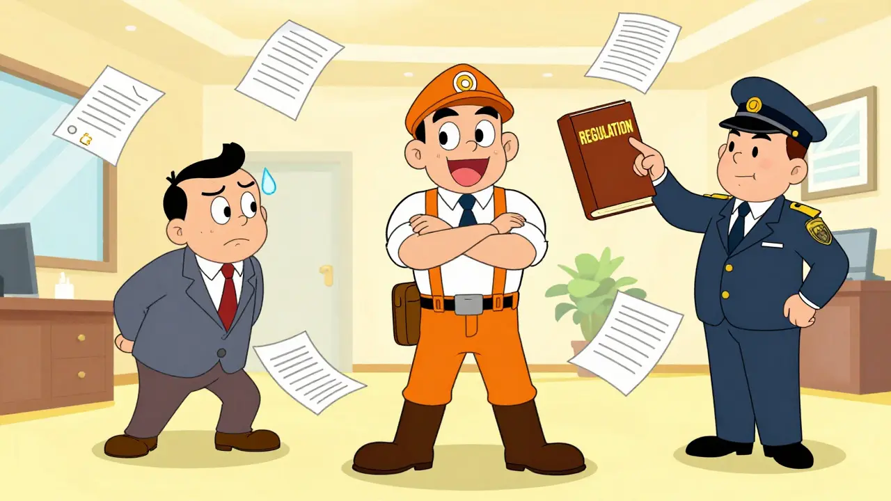 Триумфальный работник и нервный работодатель во время проверки трудовой инспекции